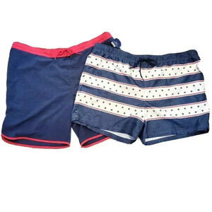 George Swim Trunks 3XL NWT Lot of 2 Men's Red Blue UPF 50 Stretch Drawstring